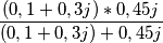 \frac{(0,1 + 0,3j)*0,45j}{(0,1 + 0,3j)+0,45j}