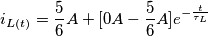 i_{L(t)} =\frac{5}{6}A + [0A - \frac{5}{6}A]e^{-\frac{t}{\tau_L}}