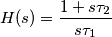 H(s) = \frac{1 + s\tau_2}{s \tau_1}