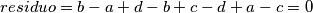 residuo = b - a + d - b + c - d + a - c = 0 residuo = b - a + d - b + c - d + a - c = 0