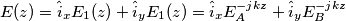 E(z)=\hat{i}_xE_1(z)+\hat{i}_yE_1(z)=\hat{i}_x{E_A^{-jkz}}+\hat{i}_y{E_B^{-jkz}}