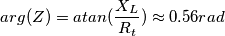 arg(Z)=atan(\frac{X_L}{R_t})\approx 0.56 rad