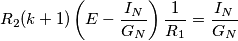 {{R}_{2}}(k+1)\left( E-\frac{{{I}_{N}}}{{{G}_{N}}} \right)\frac{1}{{{R}_{1}}}=\frac{{{I}_{N}}}{{{G}_{N}}}