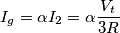 I_g=\alpha I_2=\alpha \frac{V_t}{3R} I_g=\alpha I_2=\alpha \frac{V_t}{3R}