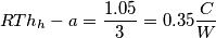 RTh_h-a =\frac{1.05}{3}= 0.35\frac{C}{W}