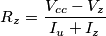 R_{z}=\frac{V_{cc}-V_{z}}{I_{u}+I_{z}} R_{z}=\frac{V_{cc}-V_{z}}{I_{u}+I_{z}}
