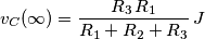 v_C(\infty) = \frac{R_3 \, R_1}{R_1 + R_2+R_3} \, J