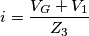 i=\frac{V_G+V_1}{Z_3}