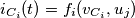 i_{C_{i}}(t)=f_{i}(v_{C_{i}},u_{j}) i_{C_{i}}(t)=f_{i}(v_{C_{i}},u_{j})