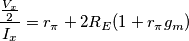 \frac{\frac{V_x}{2}}{I_x} = r_\pi + 2 R_E (1 + r_\pi g_m) \frac{\frac{V_x}{2}}{I_x} = r_\pi + 2 R_E (1 + r_\pi g_m)