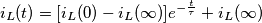 i_{L}(t)=[i_{L}(0)-i_{L}(\infty )]e^{-\frac{t}{\tau }}+i_{L}(\infty )