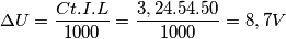 \Delta U=\frac{Ct.I.L}{1000}=\frac{3,24.54.50}{1000}=8,7 V