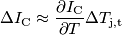 \Delta I_\text{C}\approx \frac{\partial I_\text{C}}{\partial T}\Delta T_\text{j,t} \Delta I_\text{C}\approx \frac{\partial I_\text{C}}{\partial T}\Delta T_\text{j,t}