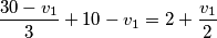 \frac{30-v_{1}}{3}+10-v_{1}=2+\frac{v_{1}}{2}