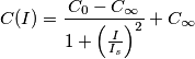 C(I)=\frac{C_0-C_\infty}{1+\left(\frac{I}{I_s}\right)^2}+C_\infty C(I)=\frac{C_0-C_\infty}{1+\left(\frac{I}{I_s}\right)^2}+C_\infty