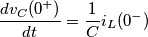 \frac{dv_C(0^+)}{dt}=\frac{1}{C} i_L(0^-)