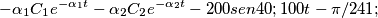 -\alpha_{1} C_{1}e^{-\alpha _{1}t}-\alpha_{2} C_{2}e^{-\alpha _{2}t}-200sen(100t-\pi /2)