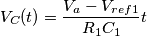 V_{C}(t)=\frac{V_a-V_{ref1}}{R_1C_1}t V_{C}(t)=\frac{V_a-V_{ref1}}{R_1C_1}t