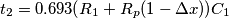 t_2=0.693(R_1+R_p(1-\Delta x))C_1