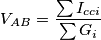 V_{AB}=\frac{\sum{I_{cci}}}{\sum{G_{i}}}