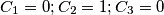 C_1=0; C_2=1; C_3=0 C_1=0; C_2=1; C_3=0