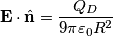 \mathbf{E}\cdot\hat{\mathbf{n}} = \frac{Q_{D}}{9\pi \varepsilon_{0} R^{2}} \mathbf{E}\cdot\hat{\mathbf{n}} = \frac{Q_{D}}{9\pi \varepsilon_{0} R^{2}}