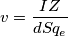v=\frac{IZ}{dSq_e}