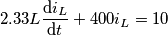 \[2.33L\frac{\mathrm{d} i_{L}}{\mathrm{d} t}+400i_{L}=10\]