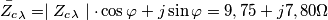 \bar{Z_c}_{\lambda} =\mid {Z_c_{\lambda} }\mid \cdot \cos \varphi+j\sin \varphi=9,75+j7,80\Omega \bar{Z_c}_{\lambda} =\mid {Z_c_{\lambda} }\mid \cdot \cos \varphi+j\sin \varphi=9,75+j7,80\Omega
