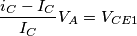 \frac{i_C - I_C}{I_C}V_A=V_{CE1}