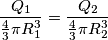 \frac{Q_{1}}{\frac{4}{3}\pi R_{1}^{3}} = \frac{Q_{2}}{\frac{4}{3}\pi R_{2}^{3}}