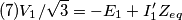 (7) V_1/\sqrt3=-E_1+I_1^{\prime}Z_e_q (7) V_1/\sqrt3=-E_1+I_1^{\prime}Z_e_q
