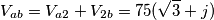 V_{ab}=V_{a2}+V_{2b}=75(\sqrt{3}+j) V_{ab}=V_{a2}+V_{2b}=75(\sqrt{3}+j)