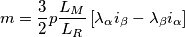 \[m=\frac{3}{2}p\frac{L_{M}}{L_{R}}\left [ \lambda _{\alpha}i_{\beta}- \lambda _{\beta}i_{\alpha }\right ]\]