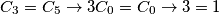 C_3 = C_5 \rightarrow 3C_0 = C_0 \rightarrow 3 = 1 C_3 = C_5 \rightarrow 3C_0 = C_0 \rightarrow 3 = 1