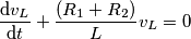 \frac{\text{d}{{v}_{L}}}{\text{d}t}+\frac{({{R}_{1}}+{{R}_{2}})}{L}{{v}_{L}}=0