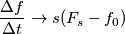 \frac{\Delta f}{\Delta t} \rightarrow s(F_{s}-f_{0})