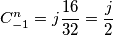 C_{-1}^{n}=j\frac{16}{32}=\frac{j}{2} C_{-1}^{n}=j\frac{16}{32}=\frac{j}{2}