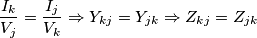 \frac{I_k}{V_j} = \frac{I_j}{V_k} \Rightarrow Y_{kj} = Y_{jk} \Rightarrow Z_{kj} = Z_{jk} \frac{I_k}{V_j} = \frac{I_j}{V_k} \Rightarrow Y_{kj} = Y_{jk} \Rightarrow Z_{kj} = Z_{jk}