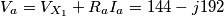 V_a=V_{X_1}+R_aI_a=144-j192 V_a=V_{X_1}+R_aI_a=144-j192