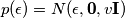 p(\epsilon)=N(\epsilon,\textbf{0},v\textbf{I})
