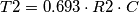 T2=0.693\cdot R2\cdot C T2=0.693\cdot R2\cdot C