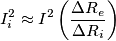 I_i^2 \approx {I^2}\left( {\frac{{\Delta {R_e}}}{{\Delta {R_i}}}} \right)