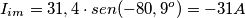 I_{im}= 31,4 \cdot sen(-80,9^o)= -31 A