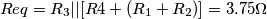 Req= R_3||[R4+(R_1+R_2)]=3.75 \Omega