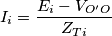 {{I}_{i}}=\frac{{{E}_{i}}-{{V}_{{{O}^{\prime}}O}}}{{{Z}_{Ti}}}