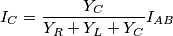 I_{C} = \frac{Y_{C}}{Y_{R}+Y_{L}+Y_{C}}I_{AB}