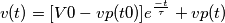 v(t)=[V0-vp(t0)]e^\frac{-t}{\tau }+ vp(t)