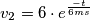 v_{2} = 6 \cdot e^{ \frac{-t}{6ms}} v_{2} = 6 \cdot e^{ \frac{-t}{6ms}}