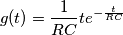g(t)=\frac{1}{RC} te^{-\frac{t}{RC}}